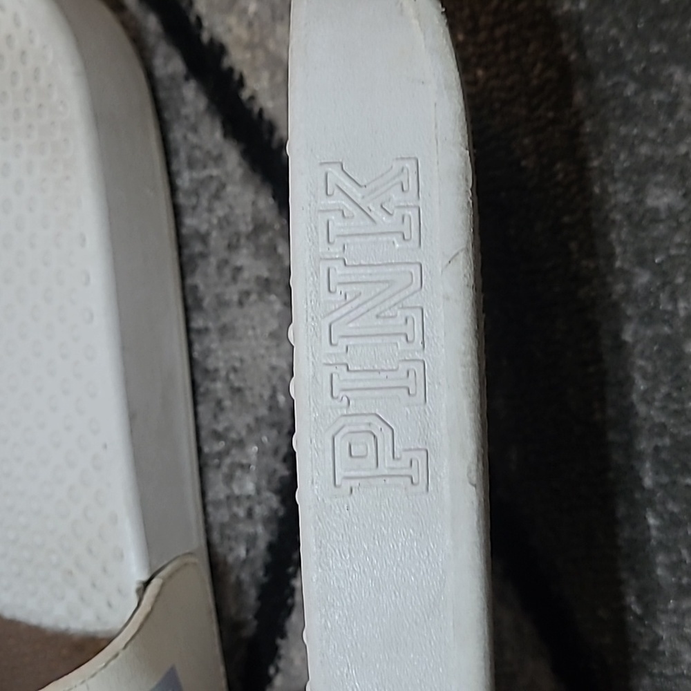 VS PINK WHITE OMBRE LOGO STRAP SLIDES SANDALS - Picture 3 of 9
